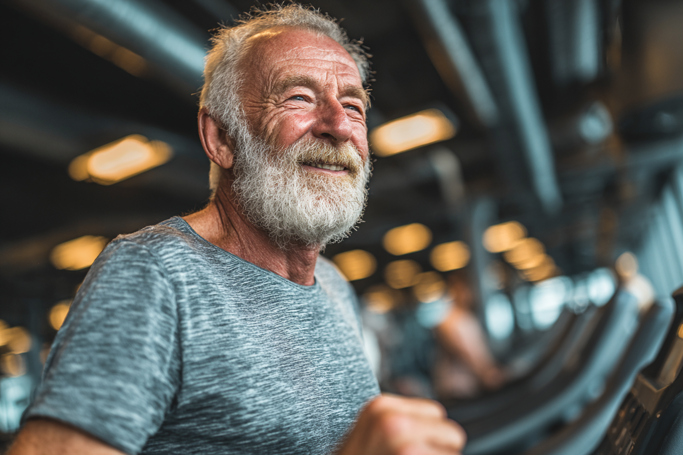 Активні люди похилого віку займаються фітнесом на природі